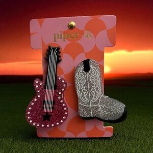 Piper K Glitter Guitar and Boot Hair Clips